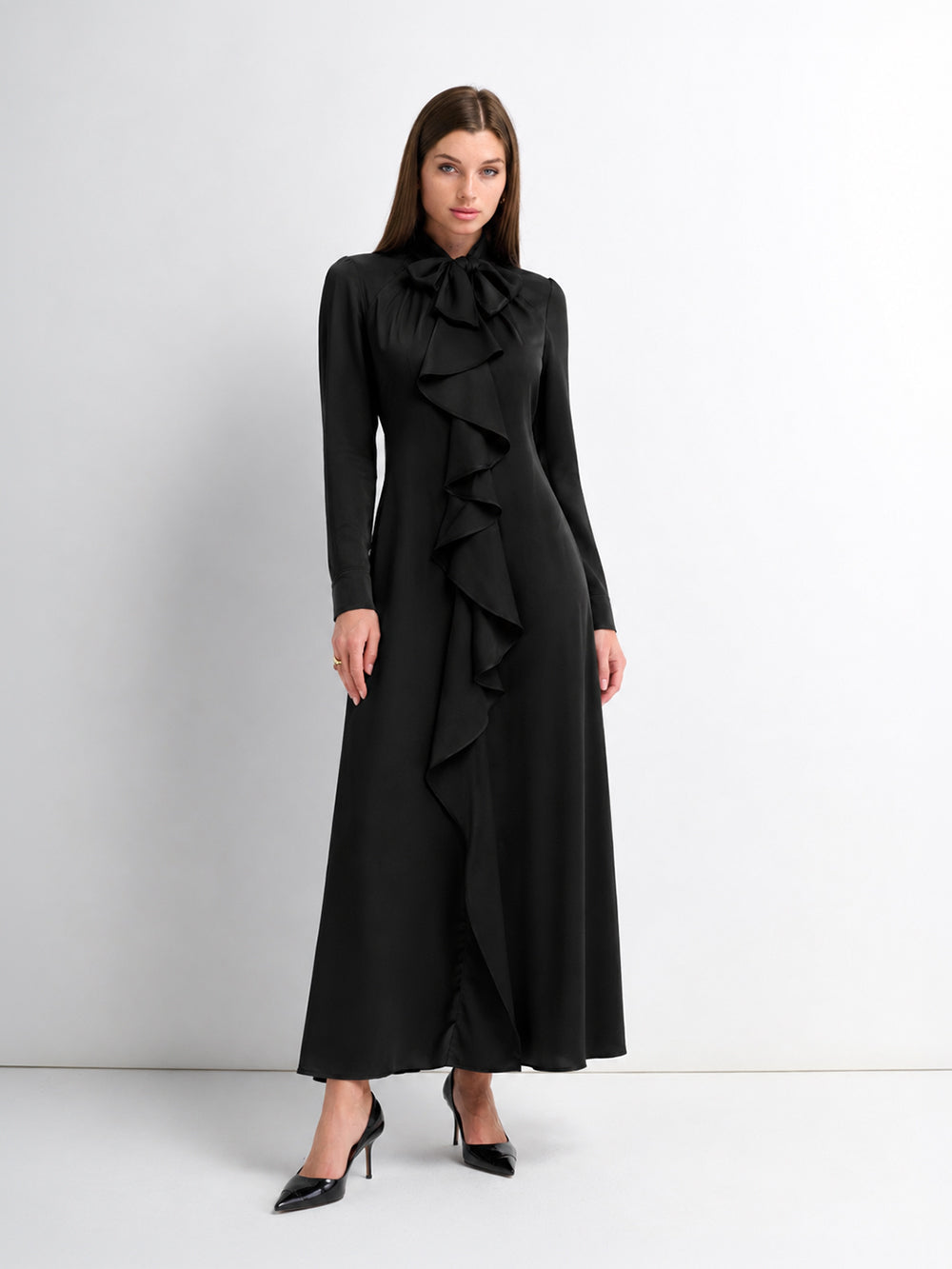 Center Ruffle Dress - Black
