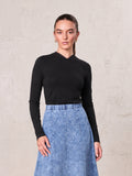 Center Seam High V Tee-Black