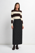 Quilted Puff Skirt-Black