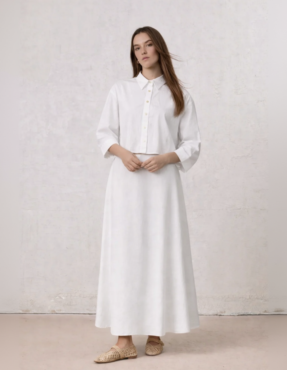 Crinkle Skirt 37"-White