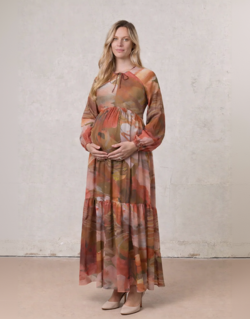 Mesh Tiered Dress-Watercolor Floral