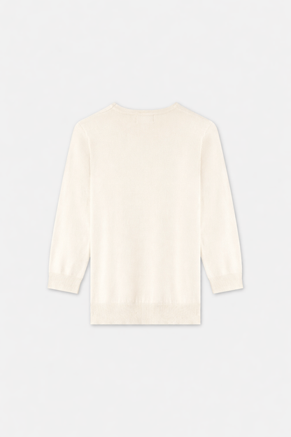 Basic Crew Sweater 3Q-Cream