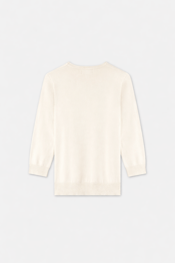 Basic Crew Sweater 3Q-Cream