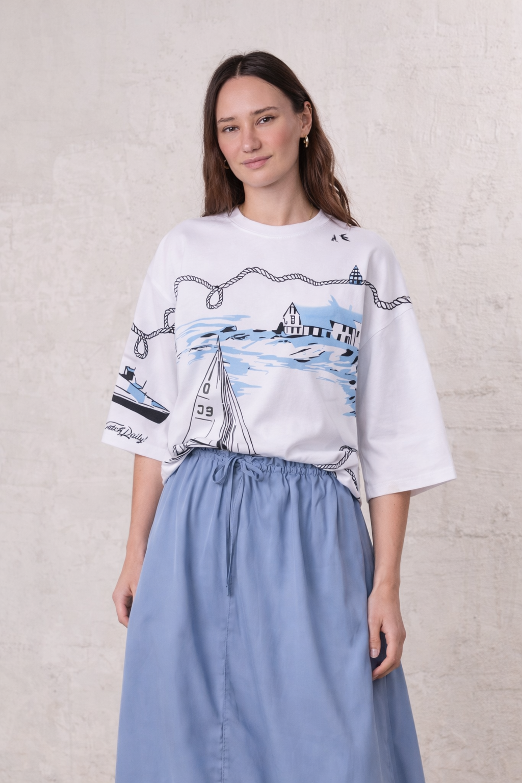 Oversized Printed Tee-Nautical
