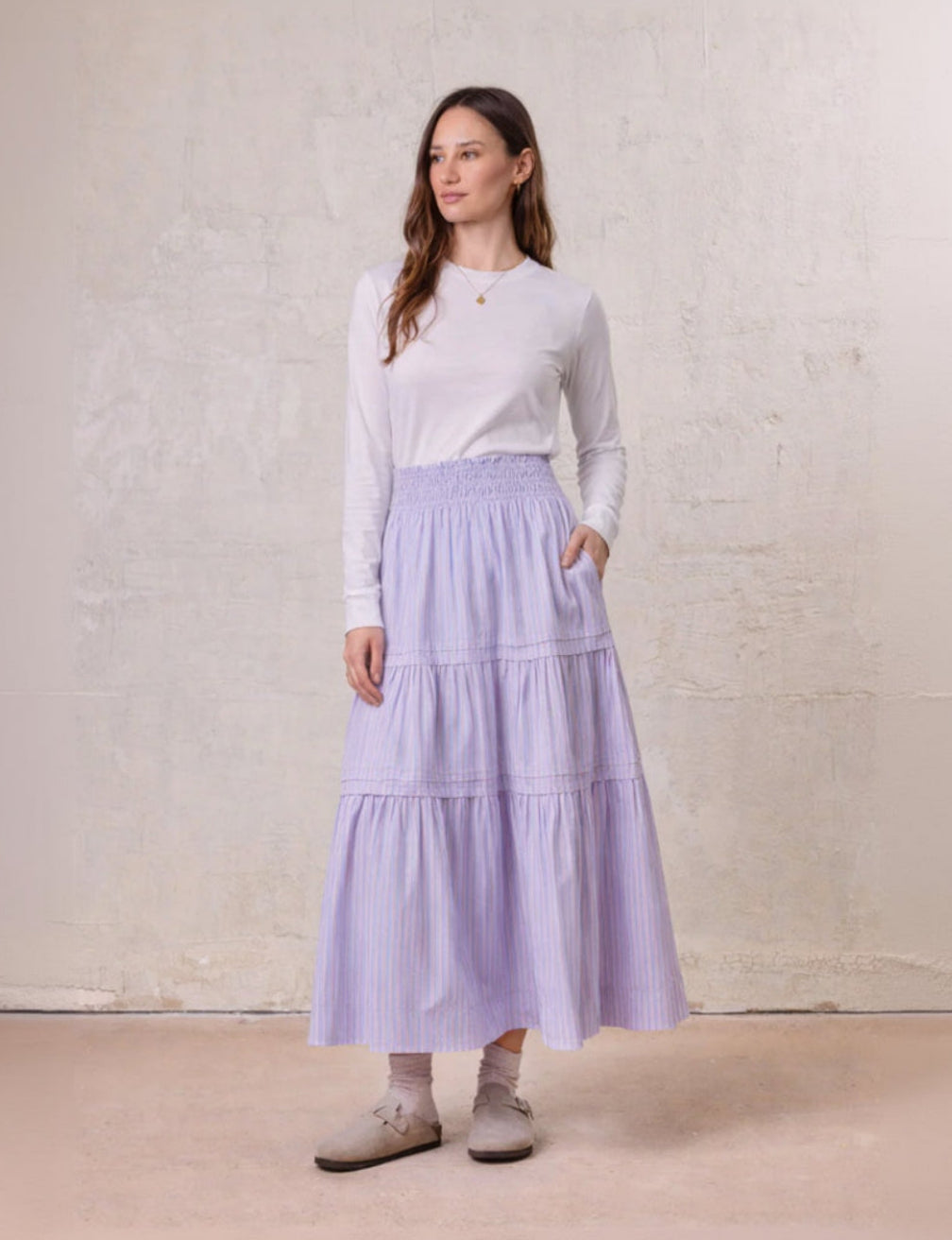 Striped Prairie Skirt-Pink