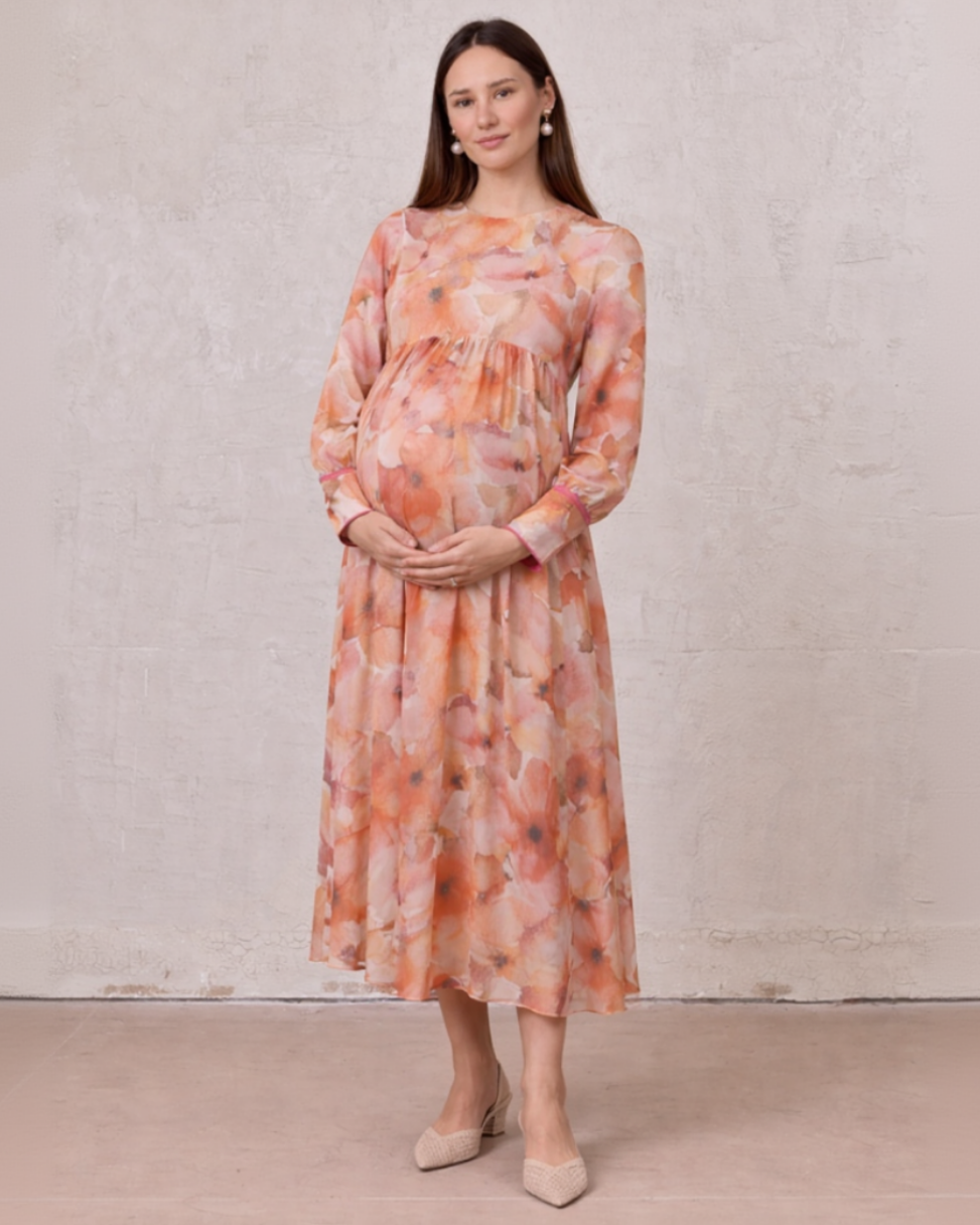 Asymmetrical Hem Dress-Spring Flowers