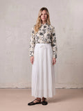 Chiffon Drop Waist Pleat Skirt-White