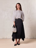 Chiffon Elongated Side Skirt-Black