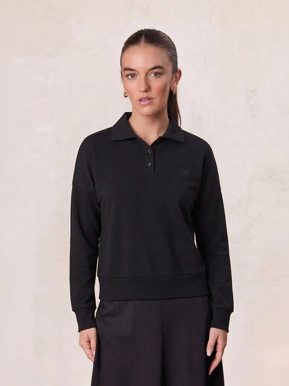 Collared Bomber Tee-Black