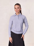 Collared Bomber Tee-Heathered Grey