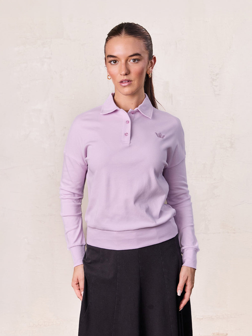 Collared Bomber Tee-Lilac