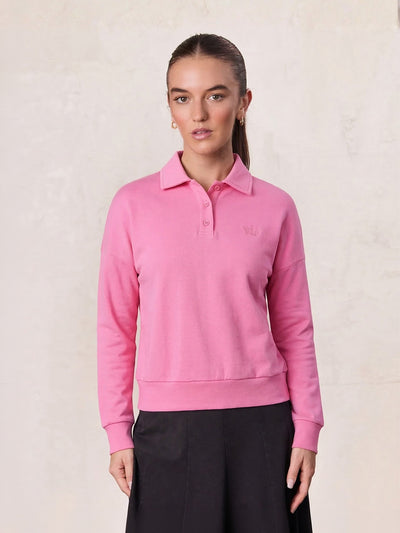 Collared Bomber Tee-Pink
