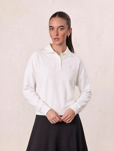 Collared Bomber Tee-White