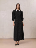 Collared Ruched Back Shirtdress-Polka Dot
