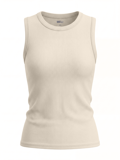 Sleeveless Basic Tee-Tan