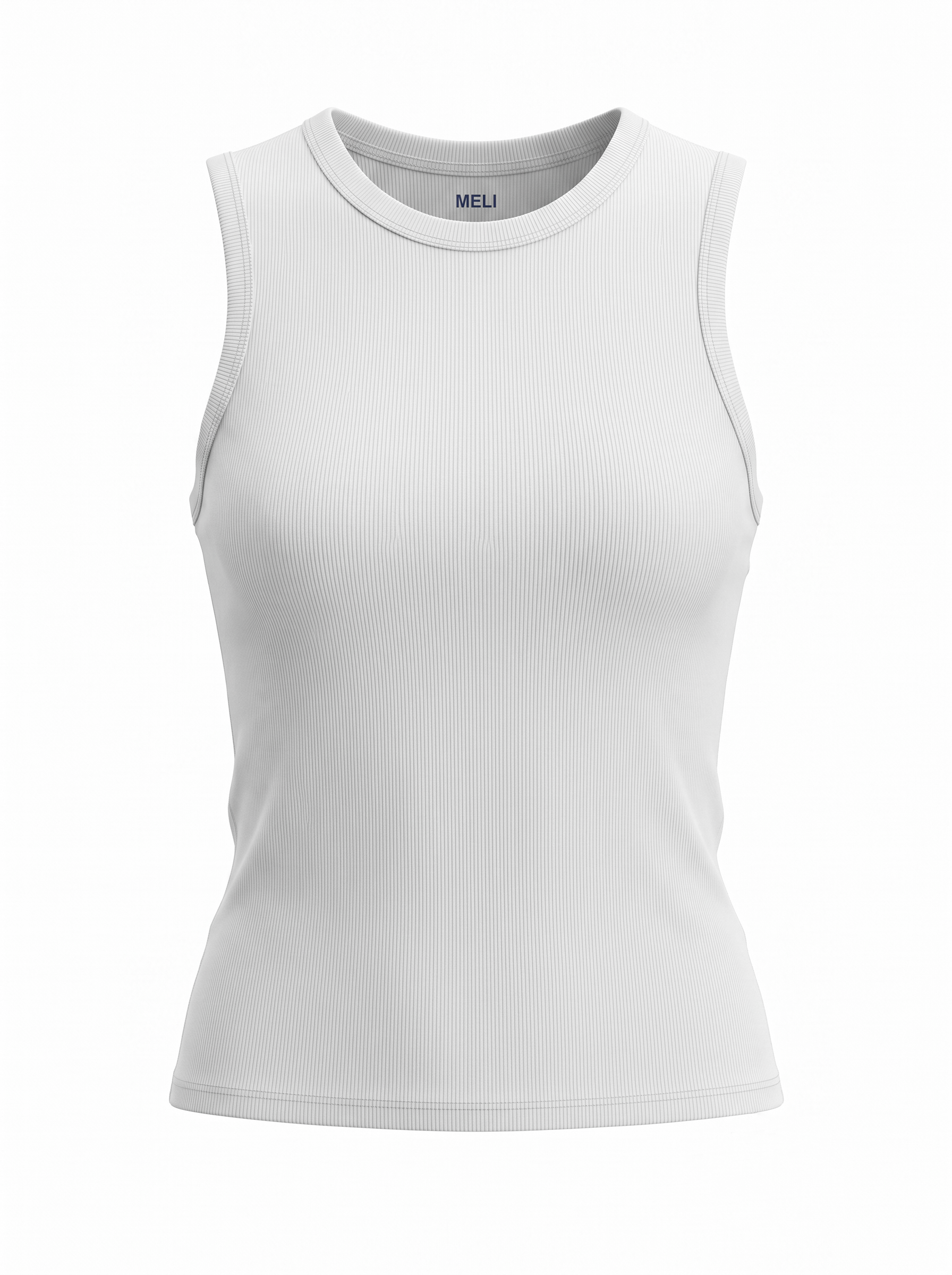 RIBBED CREW SLEEVELESS SHELL-WHITE