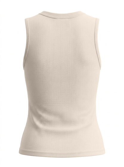 Sleeveless Basic Tee-Tan