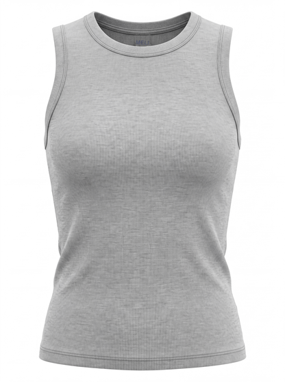 Sleeveless Basic Tee-Heathered Grey