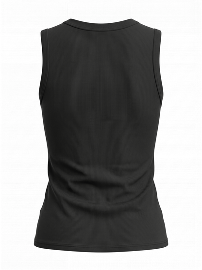 Sleeveless Basic Tee-Black