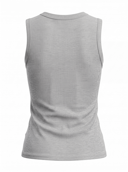 Sleeveless Basic Tee-Heathered Grey