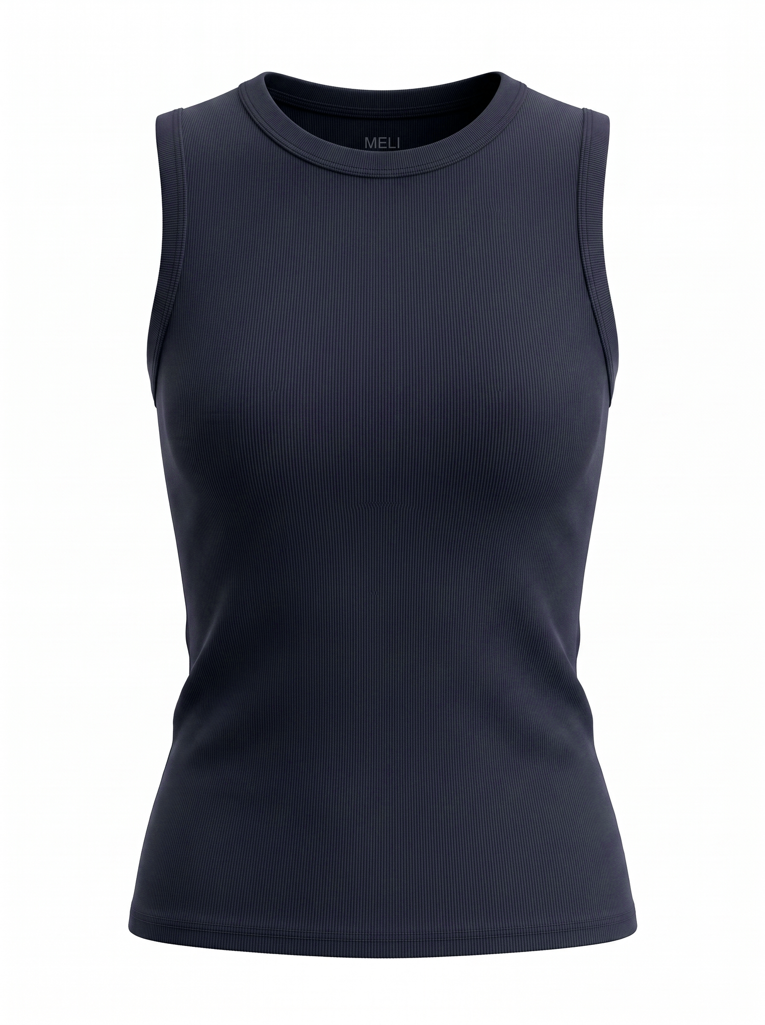 Sleeveless Basic Tee-Navy