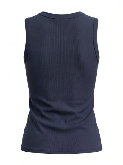 Sleeveless Basic Tee-Navy