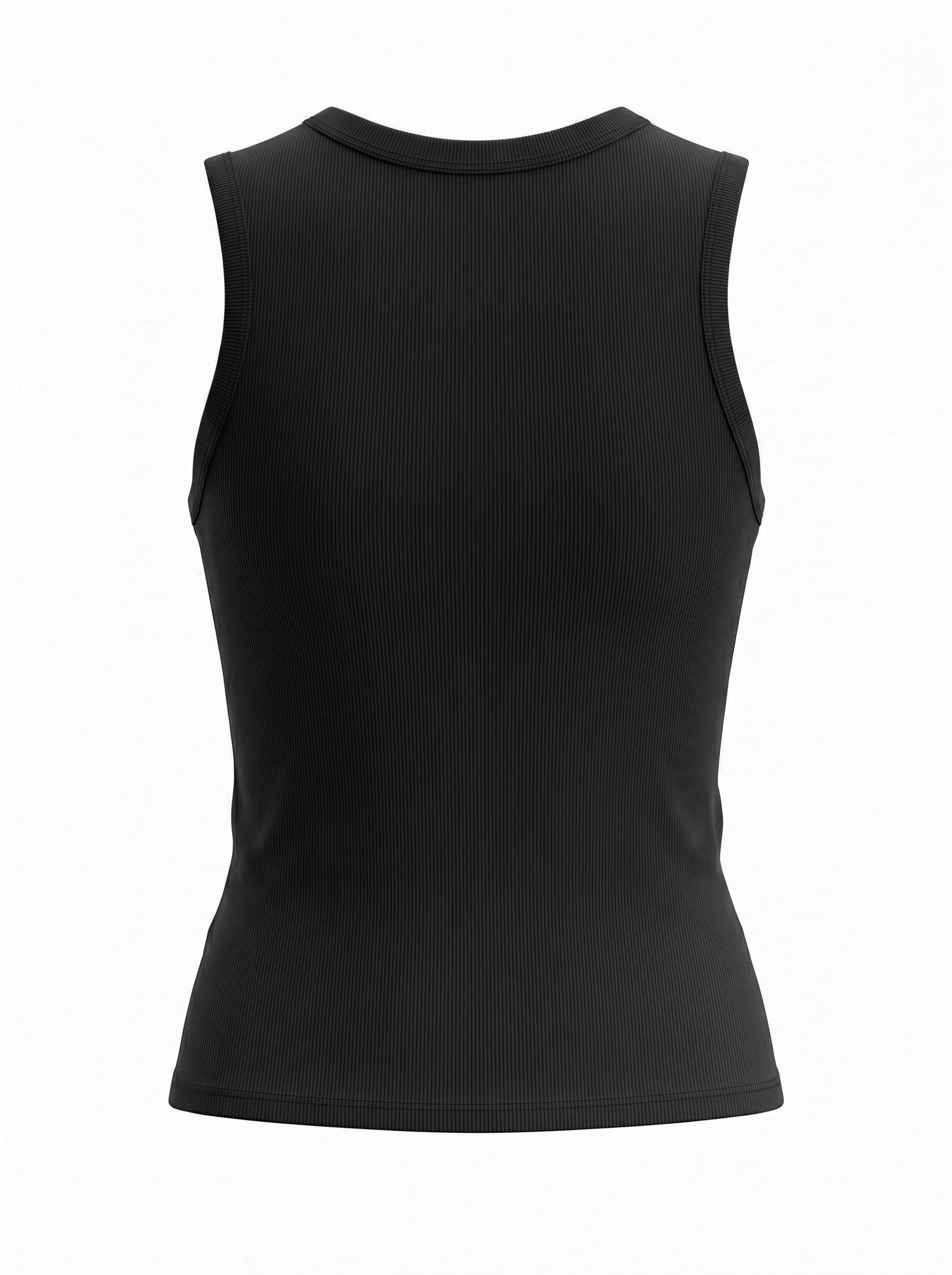 RIBBED CREW SLEEVELESS SHELL-BLACK