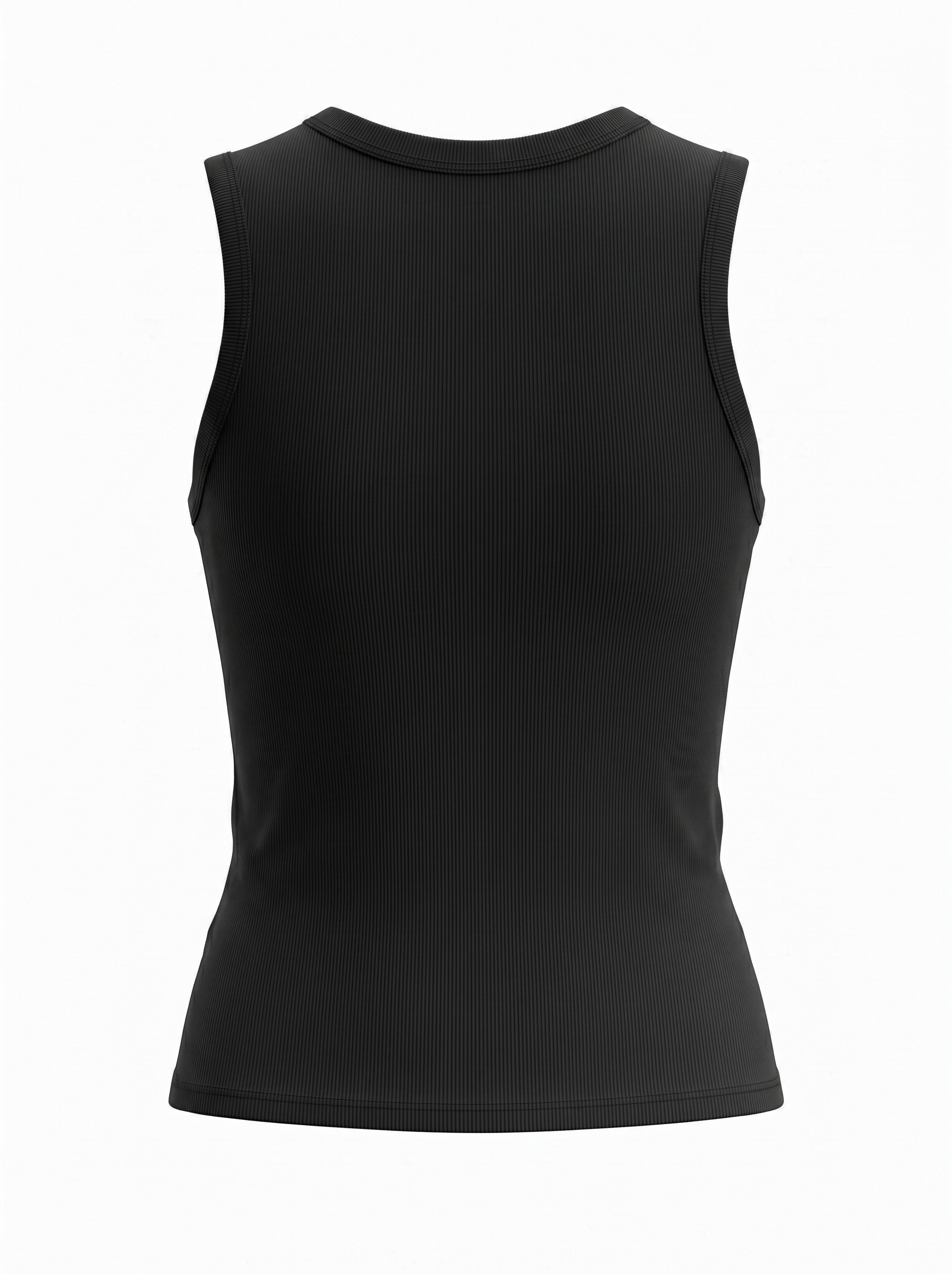 RIBBED CREW SLEEVELESS SHELL-BLACK