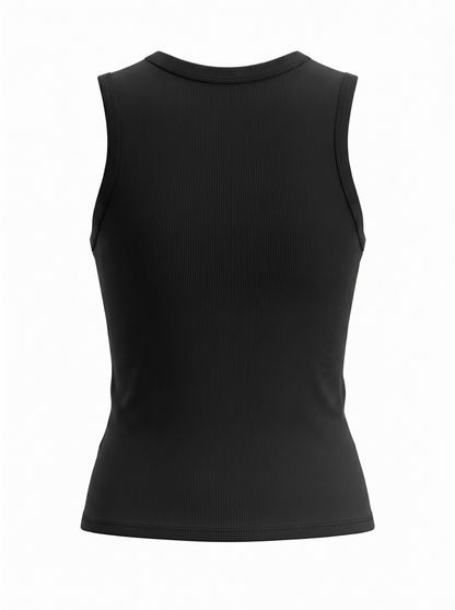 RIBBED CREW SLEEVELESS SHELL-BLACK