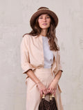 Cotton Button Down Blouse-Bone