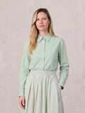 Cotton Button Down Blouse-Dusty Mint