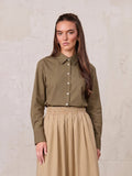 Cotton Button Down Blouse-Mocha Mousse