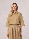 Cotton Crop Blouse-Sand