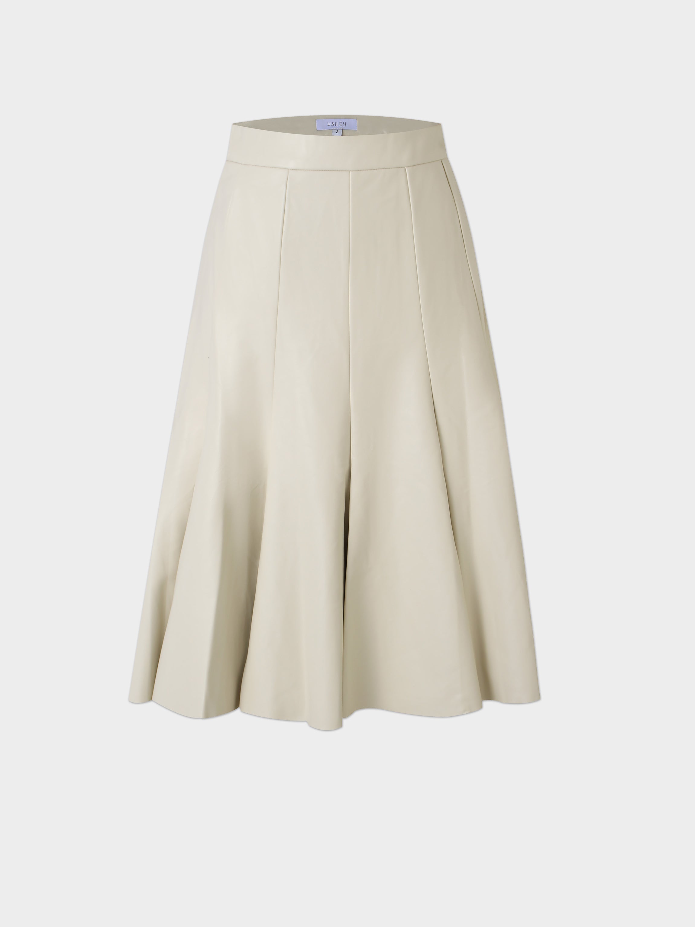 Flare Leather Skirt 23.5&quot;-Ivory