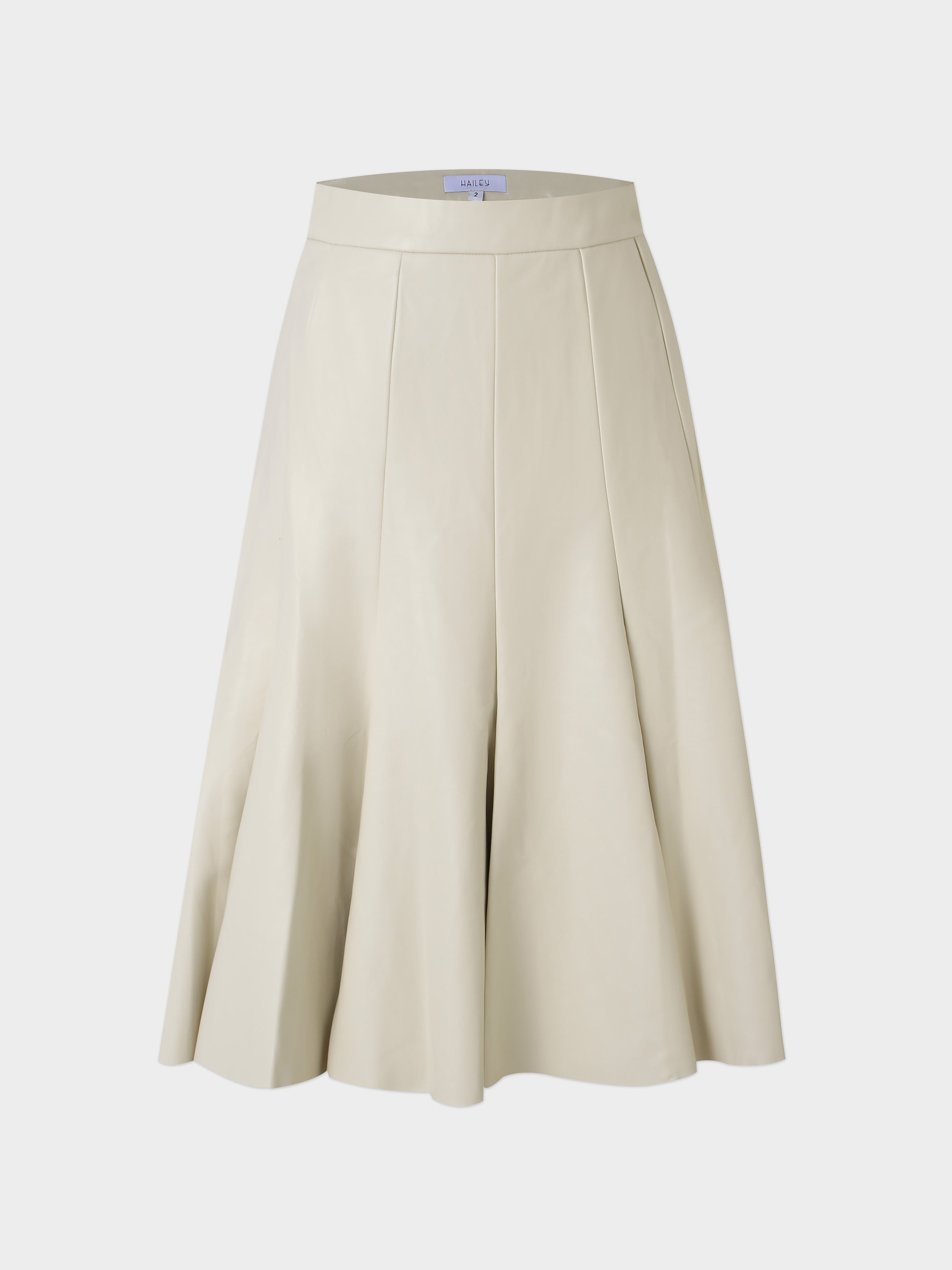 Flare Leather Skirt 27&quot;-Ivory