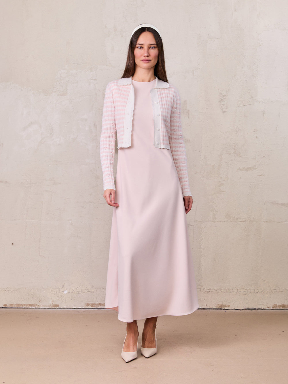 Crepe Slip Dress-Pink