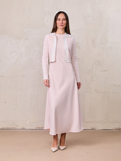 Crepe Slip Dress-Pink