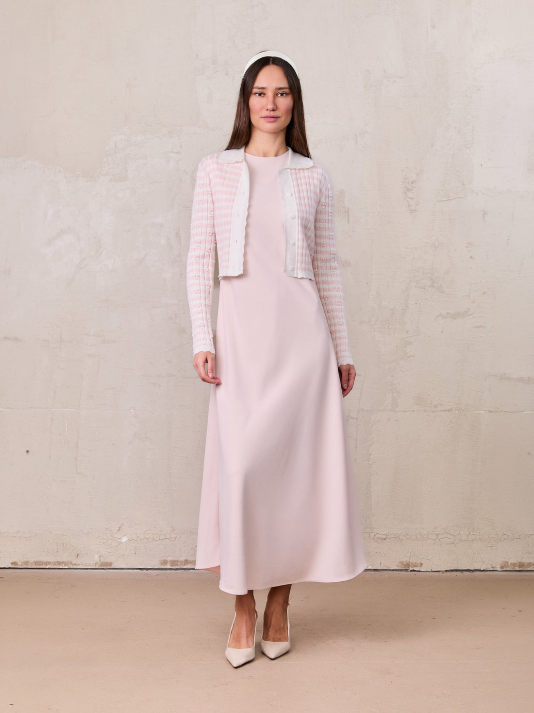 Crepe Slip Dress-Pink