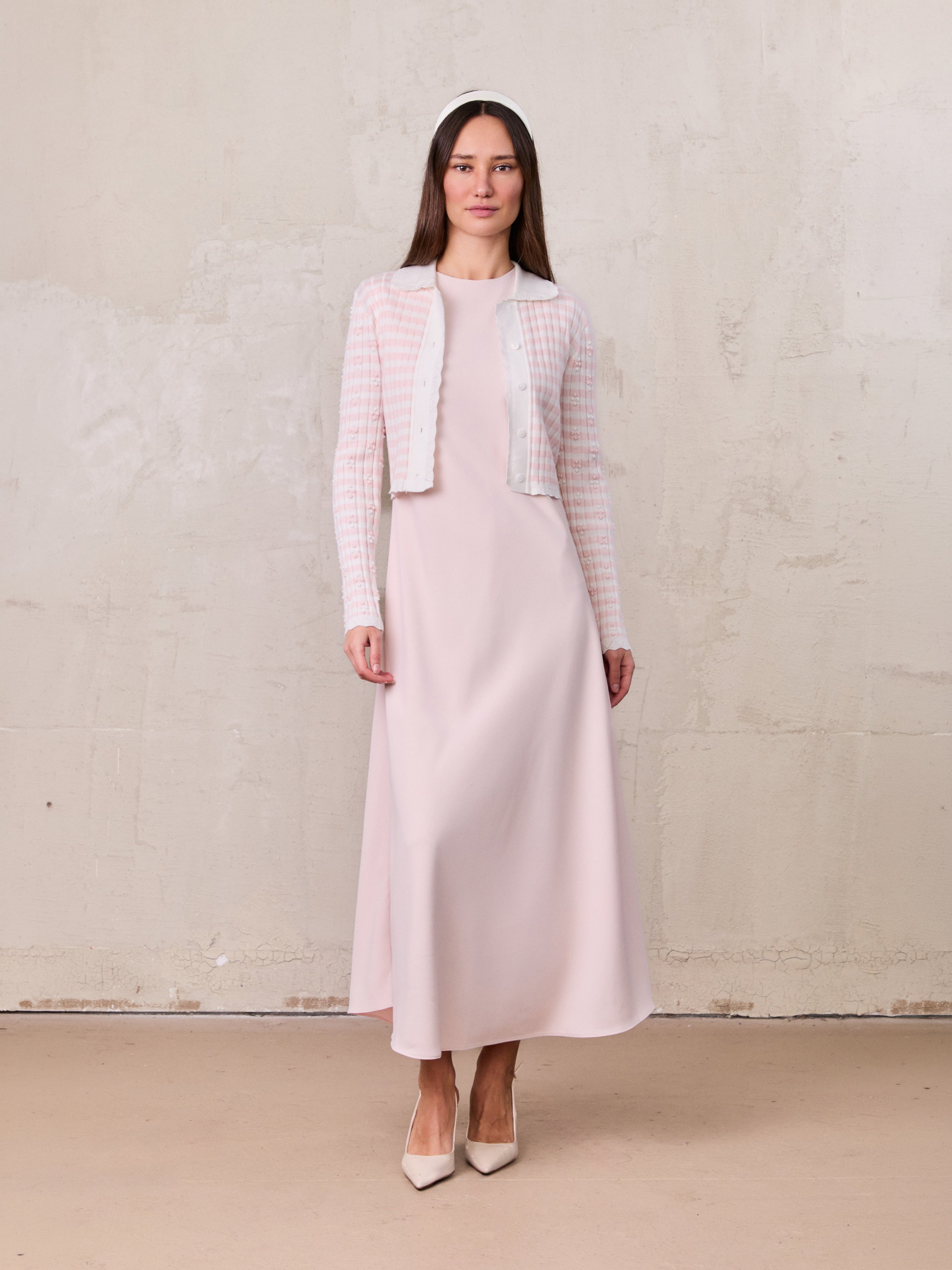 Crepe Slip Dress-Pink