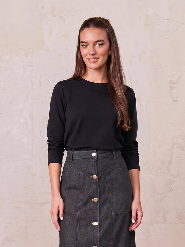 Crew Bomber Tee-Black