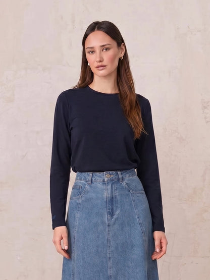 Crew Bomber Tee-Deep Navy