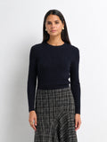 Crew Neck Cable Sweater-Black