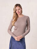 Crew Neck Cable Sweater-Mocha Mousse