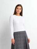 Crew Neck Cable Sweater-White