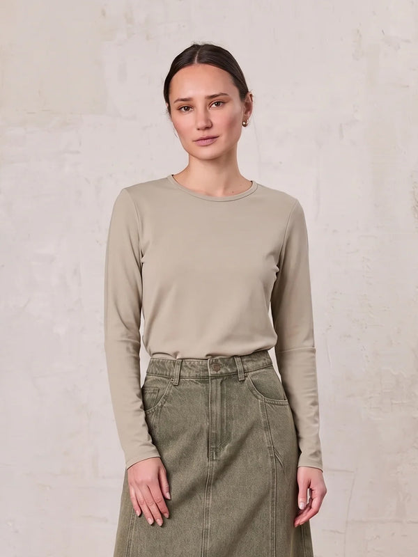 Crew Ribbed Dolman-Muted Olive