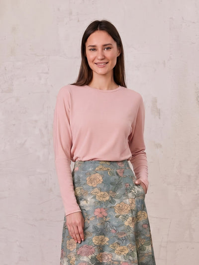 Crew Ribbed Dolman-Peachy Pink