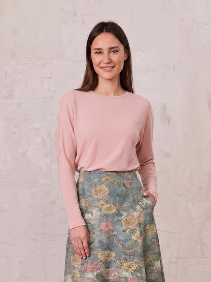 Crew Ribbed Dolman-Peachy Pink