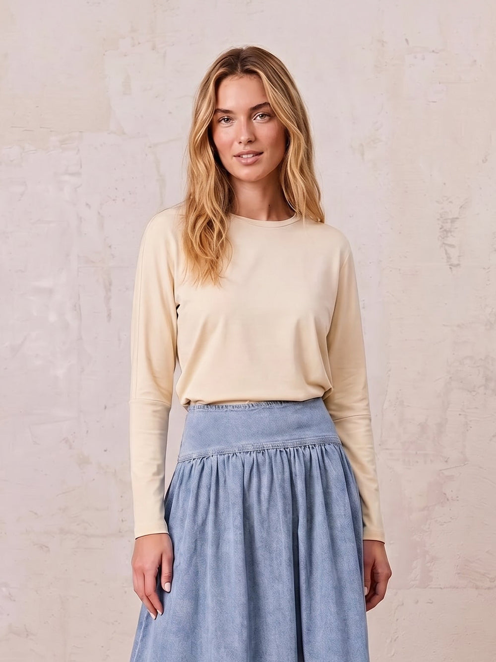 Crew Ribbed Dolman-Yellow