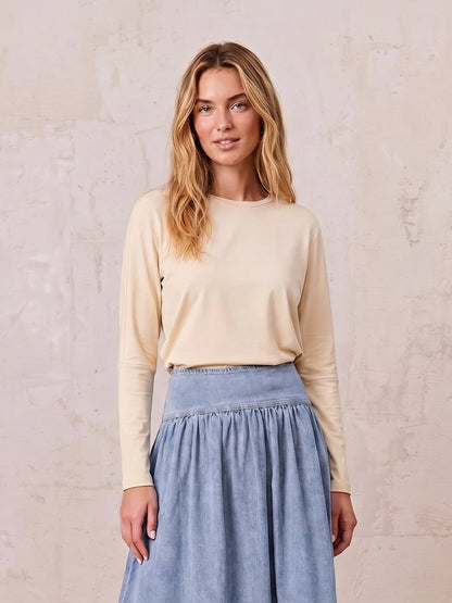 Crew Ribbed Dolman-Yellow