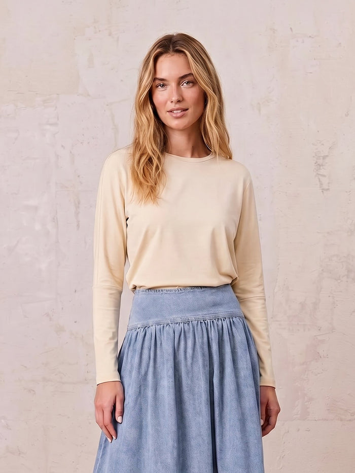 Crew Ribbed Dolman-Yellow
